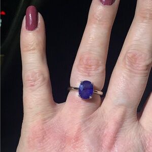 Elegant blue sapphire 925 sterling silver ring size 7